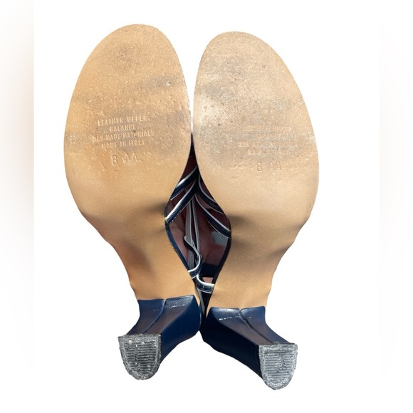 Vintage Italian Golo Navy and White Strappy Slingback Heels, Size 8AA (Narrow) - Picture 7 of 8